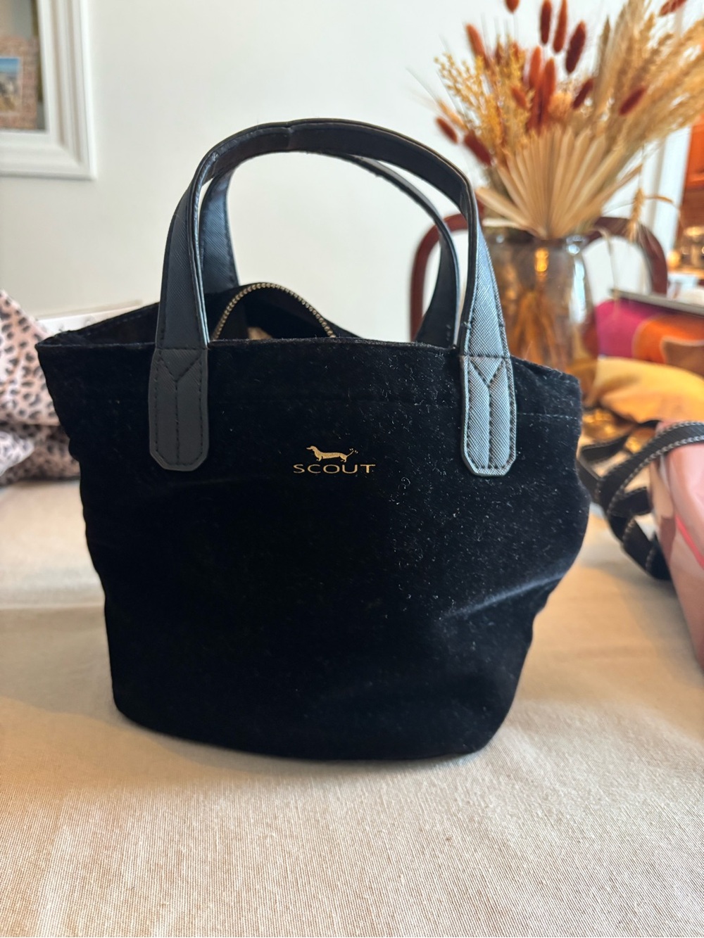 Scout mini velvet tote